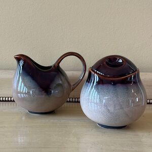 Sango Nova Brown Lidded Sugar Bowl and Creamer